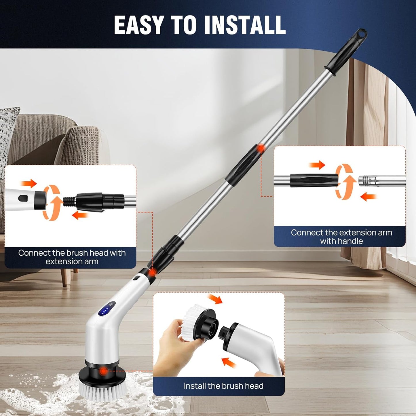 Gleam Pro — Electric Power Scrubber (9-in-1 rotating head)