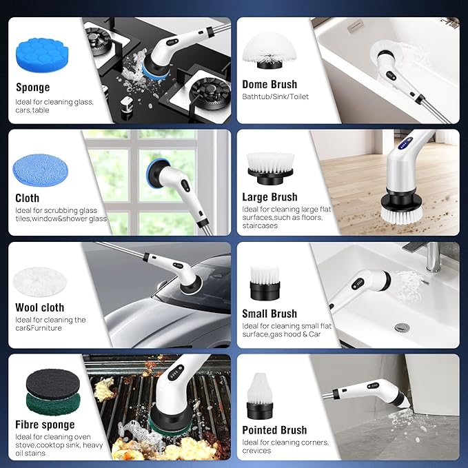 Gleam Pro — Electric Power Scrubber (9-in-1 rotating head)